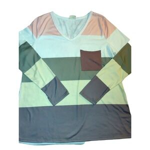 WOMENS BIBI PASTEL TUNIC PULLOVER KNIT TOP LARGE